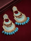 Blue & Gold-Plated Crescent Shaped Chandbalis Earrings