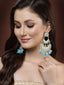 Blue & Gold-Plated Crescent Shaped Chandbalis Earrings