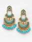 Blue & Gold-Plated Crescent Shaped Chandbalis Earrings