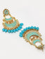 Blue & Gold-Plated Crescent Shaped Chandbalis Earrings