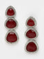 Silver-Plated & Red Classic Drop Earrings