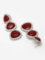 Silver-Plated & Red Classic Drop Earrings