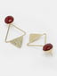 Gold-Plated Stone-Studded Triangular Shaped Drop Earrings