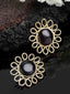 Gold-Plated Stone-Studded Floral Shaped Handcrafted Stud Earrings