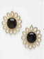 Gold-Plated Stone-Studded Floral Shaped Handcrafted Stud Earrings