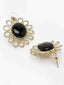 Gold-Plated Stone-Studded Floral Shaped Handcrafted Stud Earrings