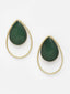 Gold-Plated Stone-Studded Teardrop Shaped Drop Earrings