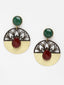 Gold-Plated Stone-Studded Circular Handcrafted Drop Earrings