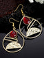 Gold-Plated Stone-Studded Teardrop Shaped Drop Earrings