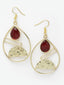 Gold-Plated Stone-Studded Teardrop Shaped Drop Earrings