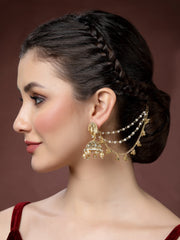 Gold-Plated Pearls Studded Classic Ear Chain