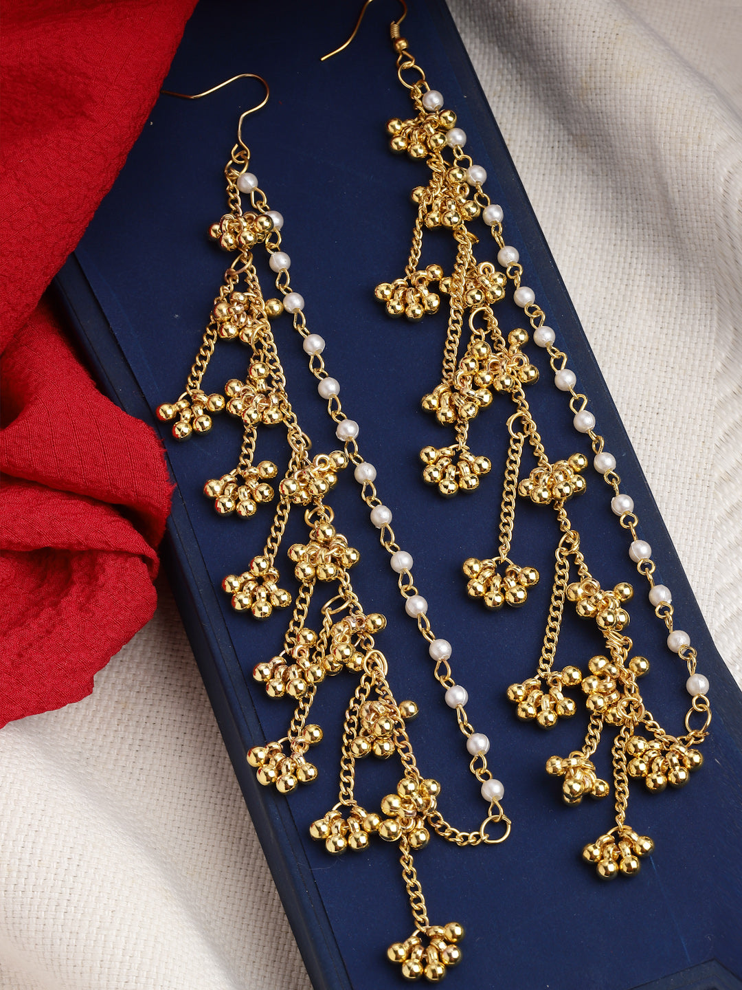 Gold-Plated Pearls Studded Classic Ear Chain