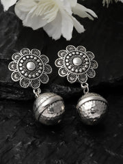 Silver-Plated Floral Drop Earrings