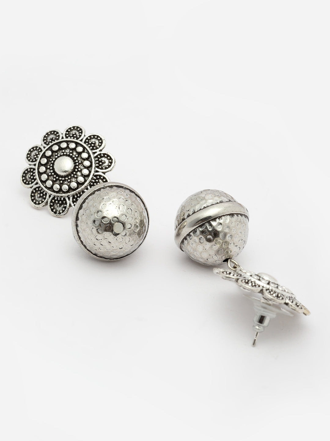 Silver-Plated Floral Drop Earrings