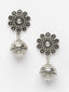 Silver-Plated Floral Drop Earrings