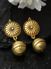 Gold-Plated Circular-Shaped Drop Earrings