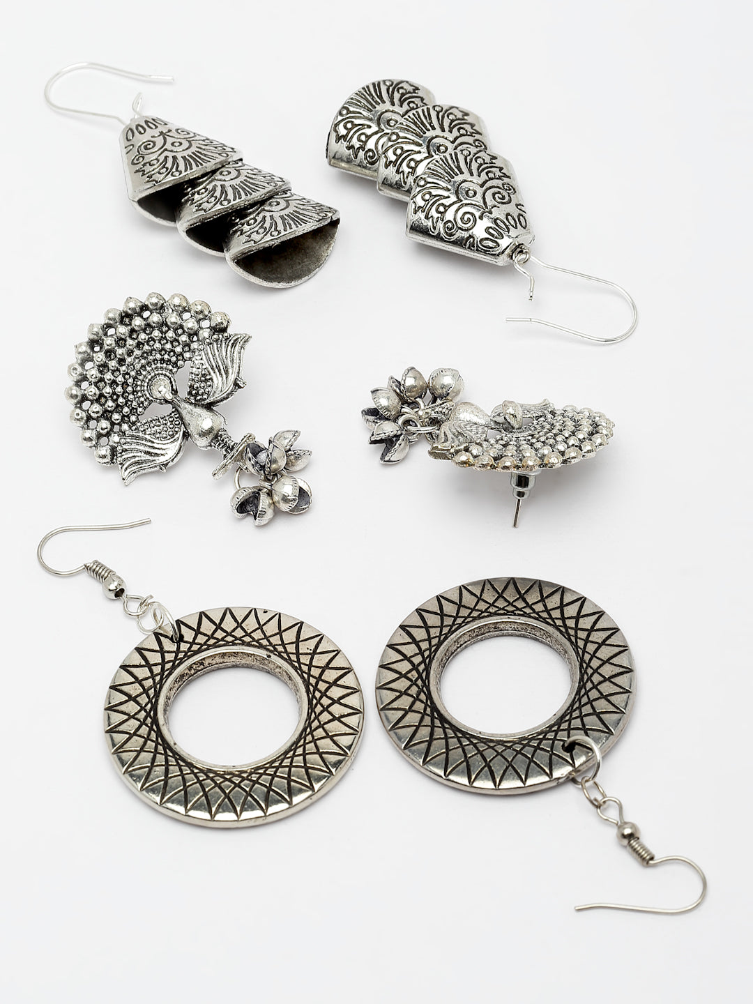 Set Of 3 Silver Plated Classic Drop Earrings