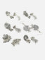 Set Of 6 Silver Plated Oxidised Drop Earrings