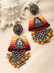 PANASH Oxidised Silver-Plated Tassel Drop Earrings