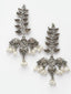 Silver-Plated Pearls Oxidised Leaf Shaped Drop Earrings