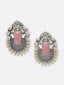 Red German Silver-Plated Dome-Shaped Jhumkas