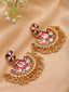 Gold-Plated Kundan & Artificial Beads Studded Chandbalis