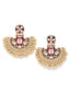 Gold-Plated Kundan & Artificial Beads Studded Chandbalis