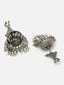 Silver-Plated Peacock Shaped Jhumkas Earrings