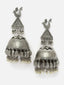 Silver-Plated Peacock Shaped Jhumkas Earrings