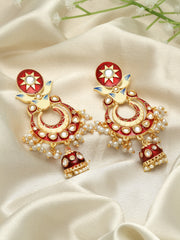 Gold-Plated Pearls Circular Chandbalis