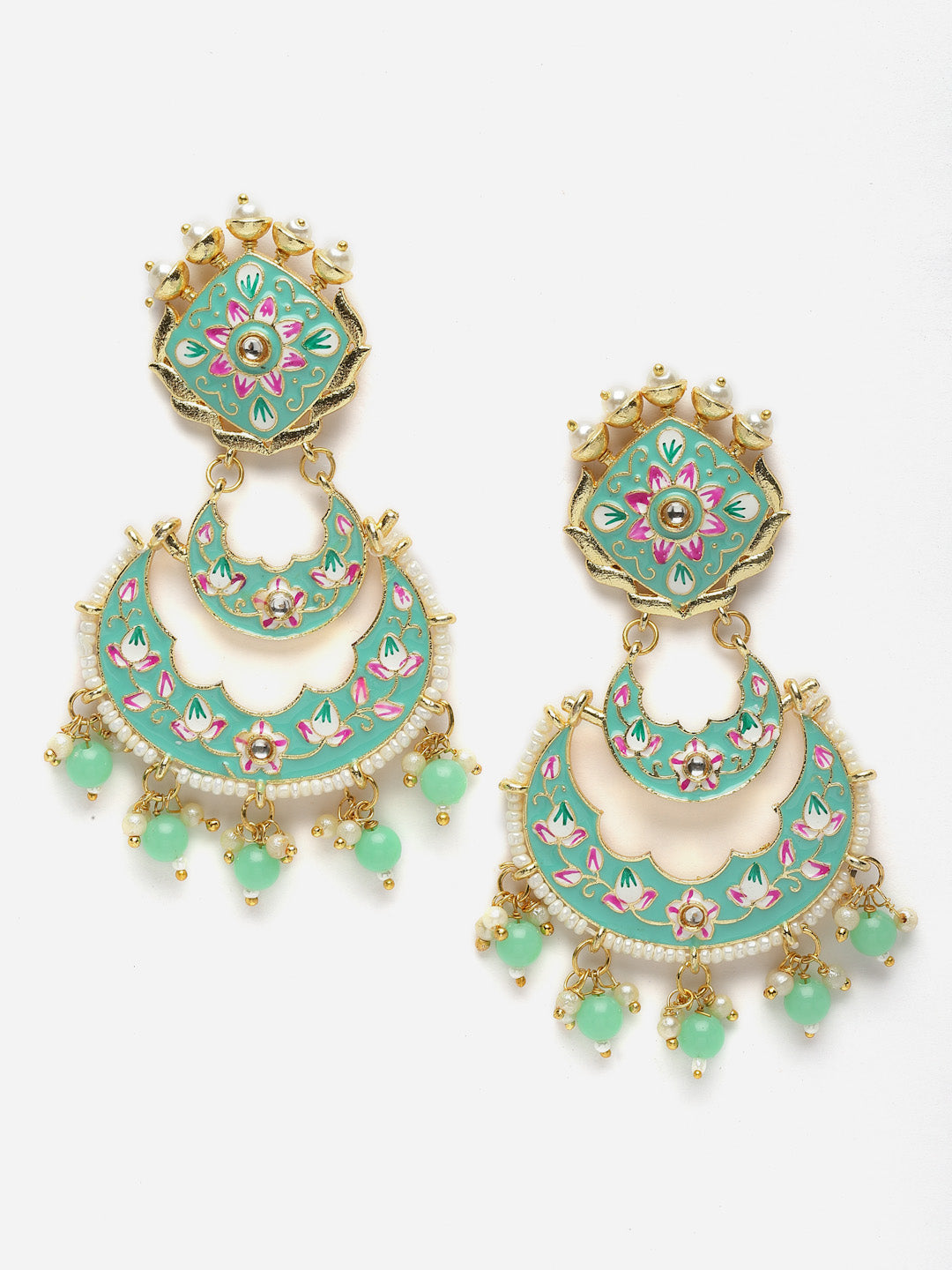 Gold-Toned Contemporary Chandbalis Earrings