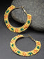 Gold-Plated Artificial Beads Circular Hoop Earrings