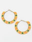 Gold-Plated Artificial Beads Circular Hoop Earrings