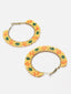 Gold-Plated Artificial Beads Circular Hoop Earrings