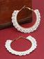 Gold-Plated Artificial Beads Circular Hoop Earrings