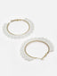 Gold-Plated Artificial Beads Circular Hoop Earrings