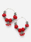 Silver-Plated Beaded Circular Hoop Earrings