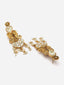 Gold-Plated Stone Studded & Beaded Drop Earrings