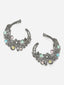 Silver-Toned Contemporary Half Hoop Earrings