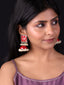 Gold-Plated Red & White Pearls Jhumka Earrings