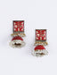 Gold-Plated Red & White Pearls Jhumka Earrings