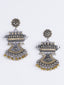 Gold-Plated Beaded & Stone Studded Contemporary Drop Earrings