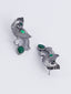 Silver-Plated Oxidised Peacock Shaped Drop Earrings