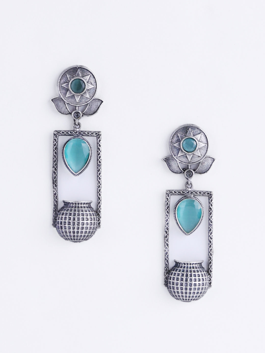 Silver-Plated Oxidised Classic Drop Earrings