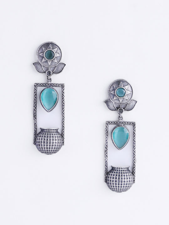 Silver-Plated Oxidised Classic Drop Earrings