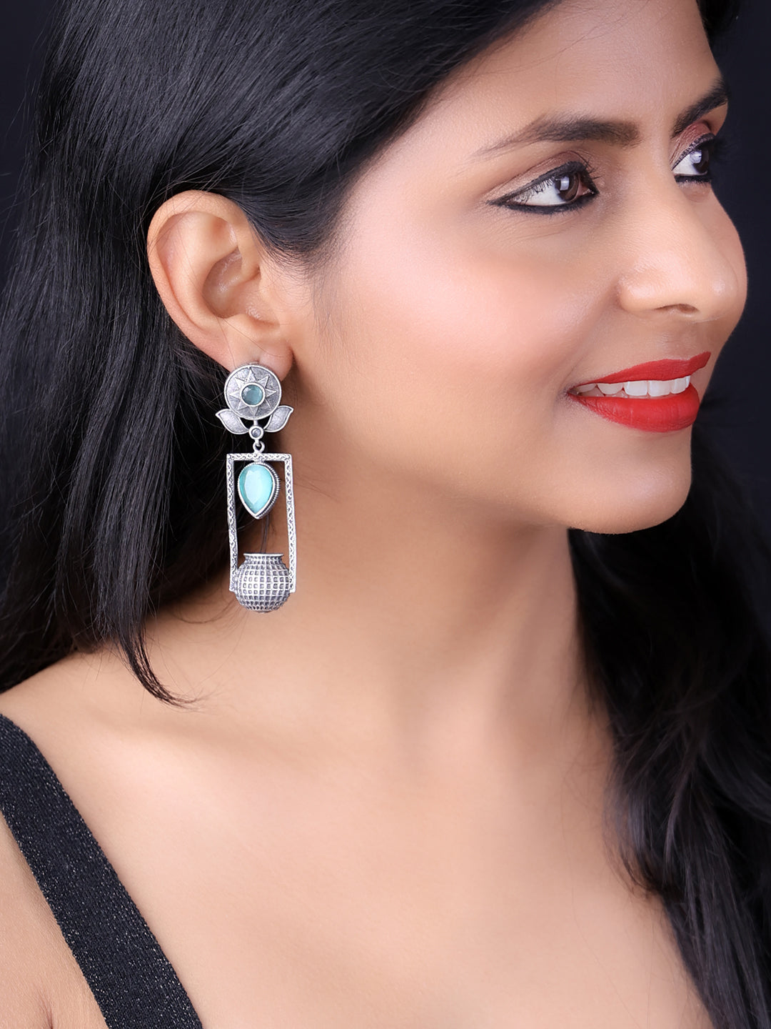 Silver-Plated Oxidised Classic Drop Earrings