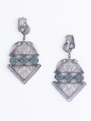 Silver-Plated Oxidised Contemporary Chandbalis