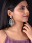Silver-Plated Oxidised Contemporary Chandbalis