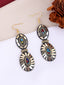 Gold Plated Contemporary Stone Studded Drop Earrings