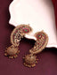 Gold-Plated Cubic Zirconia Studded Contemporary Jhumkas Earrings